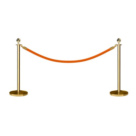 MONTOUR LINE Stanchion Post and Rope Kit Pol.Brass, 2 Ball Top1 Gold Rope C-Kit-2-PB-BA-1-PVR-GD-PB